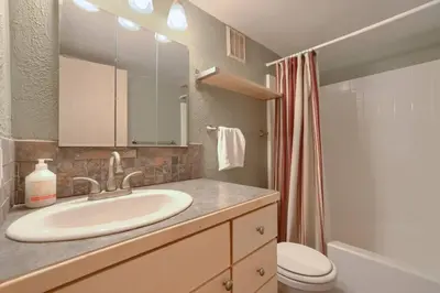 a bathroom with a sink and a toilet at Pet Friendly With A Fireplace A Pool Near Mountain Biking And Skiing in Silverthorne