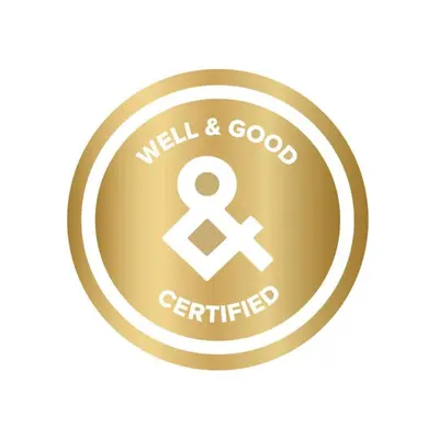 a gold button with a well and good certified symbol at 2880 U505 Skytop Perspective at Espadin in Denver