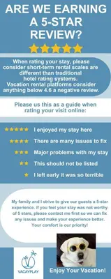 a screenshot of a text message about wanting a star review at Charming Cowboy Bunkhouse in Denver in Denver