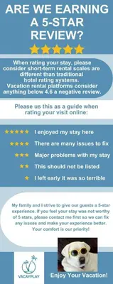 a screenshot of a text message about wanting a star review at Bright basement unit with large yard and sunroom in Denver