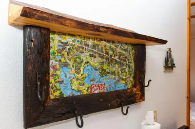 a picture of a map on a wall at Columbine Charming Cabin, 1 block from the lake, in town, 5 min to RMNP in Grand Lake