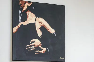a painting of a woman dancing on a wall at 5 Bedroom Whole Home with Mountain Views in Evergreen
