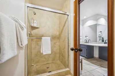 a bathroom with a shower and a sink at Pet-Friendly 3 Bedroom Townhome In Frisco - Short Drive To Breck! in Frisco