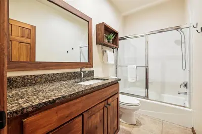 a bathroom with a sink and a shower and a toilet at Pet-Friendly 4 Bedroom Townhome In Frisco - Short Drive To Breck! in Frisco