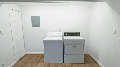 a kitchen with a stove and a white oven at Cozy Monthly 1BR Near NREL & Trails - Quaker Room 1 in Golden