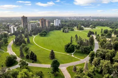 an aerial view of a park with trees and buildings at Historic Cap Hill Gem Prime Location Walkable in Denver