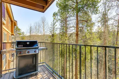 a grill on the deck of a house at 2 Mi to Winter Park Resort Mtn-View Haven! in Winter Park