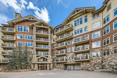 a large apartment building with balconies at Lone Eagle 3013 condo in Keystone