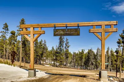 a sign for a skate park on a road at Caribou Ridge with Hot Tub! Pet Friendly with James Peak Views - Sleeps 10 in Nederland