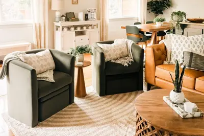 a living room with two chairs and a table at Wellness Retreat - Sauna Cold Plunge & Hot Tub in Broomfield