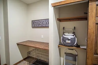 a walk in pantry with a bag on a shelf at Pool Table, Expansive Mountain Views, New Construction, Close to Town in Grand Lake