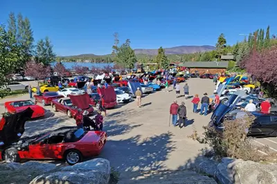 a group of cars parked in a parking lot at New Listing, Great Backyard with Firepit, Pet Friendly, Wood Burning Stove in Grand Lake