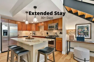an eat in kitchen with an extended stay days at Royal Perch - Chic Old Town Loft with King Suite in Fort Collins