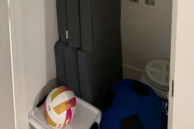 a toy room with a ball and a soccer ball at Modern Mountain Nest in Silverthorne
