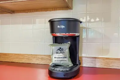a coffee maker sitting on top of a counter at Frostfire B19 condo in Snake River Health Services Incorporated Heliport