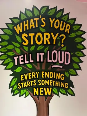 a tree with the words whats your story tell it loud at BIG little Hotel in Denver