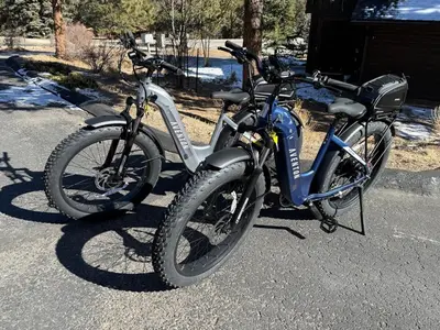 two motorcycles are parked next to each other at Estes Park Luxury Family Retreat in Estes Park