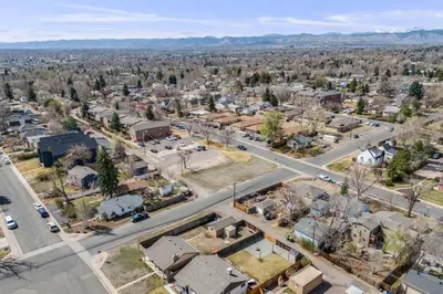 an aerial view of a small town with a street at Cozy Garden Suite by Sloan's Lake and Tennyson! in Wheat Ridge