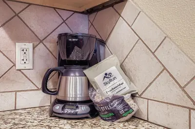 a blender sitting on top of a counter at 1702 The Willows condo in Keystone