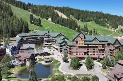 an aerial view of the lodge at the mountains at Ski-In Ski-Out Zephyr 1 Bedroom Condo 2204 in Winter Park