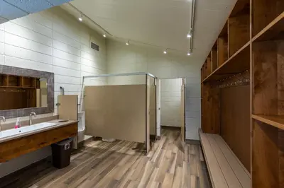 a bathroom with a sink and a mirror at Pines 2166 in Keystone