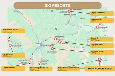 a map of six renovations to the sky resort at Cozy Wolfcamp Chalet with Hot Tub, Views with Fast Wifi in Bailey