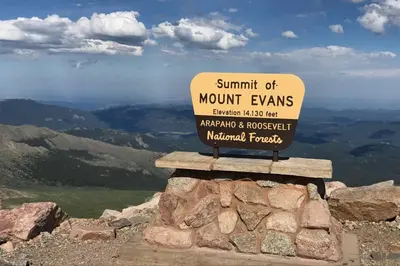 a sign on the top of a mountain at St Marys Glacier Getaway in Idaho Springs
