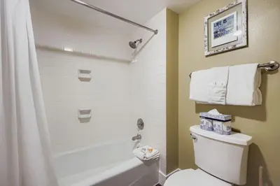 a bathroom with a tub and a toilet and a shower at 1806 Decatur condo in Keystone