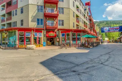 an empty street in front of a building at Silvermill Lodge 8202 in Keystone