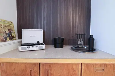 a counter with a toaster on top of a table at New cozy Fall foothill retreat in Boulder in Boulder
