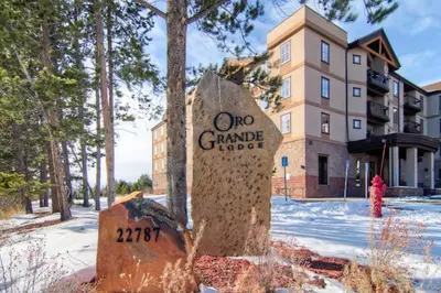 a sign in front of a building at Oro Grande 414 in Keystone