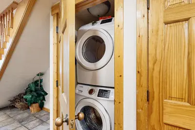 a washer and dryer in a small room at Tenderfoot Lodge 2663 in Keystone