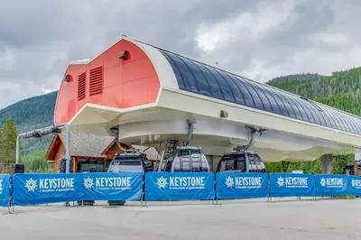 a gas station with two cars parked at it at Buffalo Lodge 8372 in Keystone