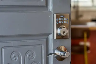 a metal door with a door knob on it at The Wild Western - 5Bed, Hot Tub, Sauna, Mini Putt, Fire Pit in Denver