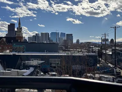 a view of a city with a city skyline at Luxe 2BR condo in Denver's Rino Art District in Denver