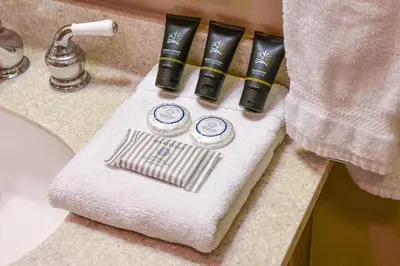 a towel sitting on a counter next to a sink at Centennial Townhome - Mountain/Lake Views Pool Access in Dillon