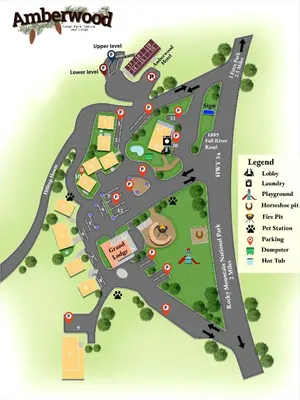 a site map of anandan wood at Cabin 1- Hot Tub Grill- Mins to RMNP in Estes Park
