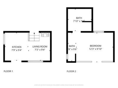 a floor plan of a small house at Cabin 5- Private Cabin w King bed kitchen porch in Estes Park