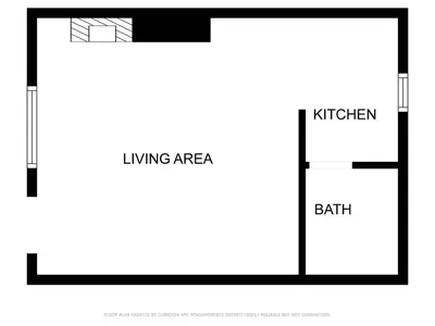 a diagram of a living area with ainking area and a bank at Cabin15 - King bed Hotel Style Unit in Estes Park