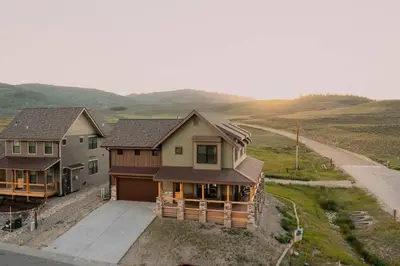 an aerial view of a house in a field at Ski Granby Ranch five minutes from the house in Granby