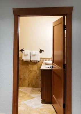 a bathroom with a sink and a mirror at Scenic Mountain Retreat in Fraser in Granby