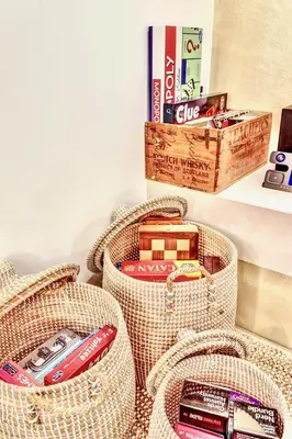 a group of wicker baskets with cell phones in them at Peaceful Ranch Overlooking Mustangs with Full Kitchen & Fireplace in Longmont
