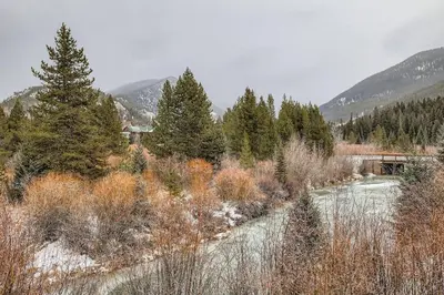 a view of a river in a forest with trees at 2963 Key Condo condo in Keystone