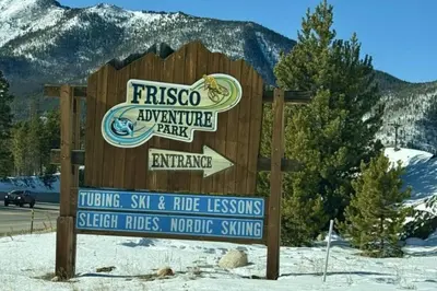 a sign for the fresoco adventure park in the snow at Lakepoint 807C - Frisco in Frisco