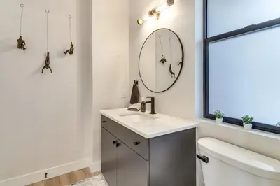 a bathroom with a sink and a mirror at 4 Mi to Granby Ranch Gem with Balcony and Mtn Views! in Granby