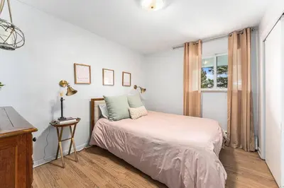 a bedroom with a bed and a window at Spa Getaway with Open Space Access Sauna & Hot Tub & Cold Plunge in Boulder