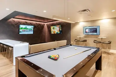 a billiard room with a pool table at Cherry Creek Rooftop Oasis in Denver