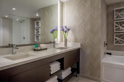 a bathroom with a sink and a mirror at Hyatt Regency Aurora-Denver Conference Center in Aurora