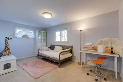 a room with a bed and a desk and a chair at 2 Mi to Old Town Pet-Friendly Home Base in Arvada in Arvada