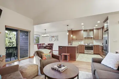 a living room with a couch and a table at 97 Lookout Ridge townhouse in Dillon